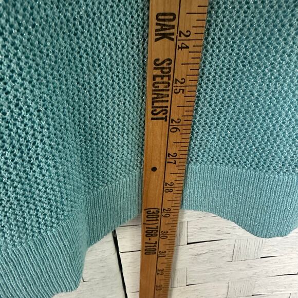Chico’s women’s summer loose weave sweater, teal feminine coastal grandma beach - Picture 7 of 10